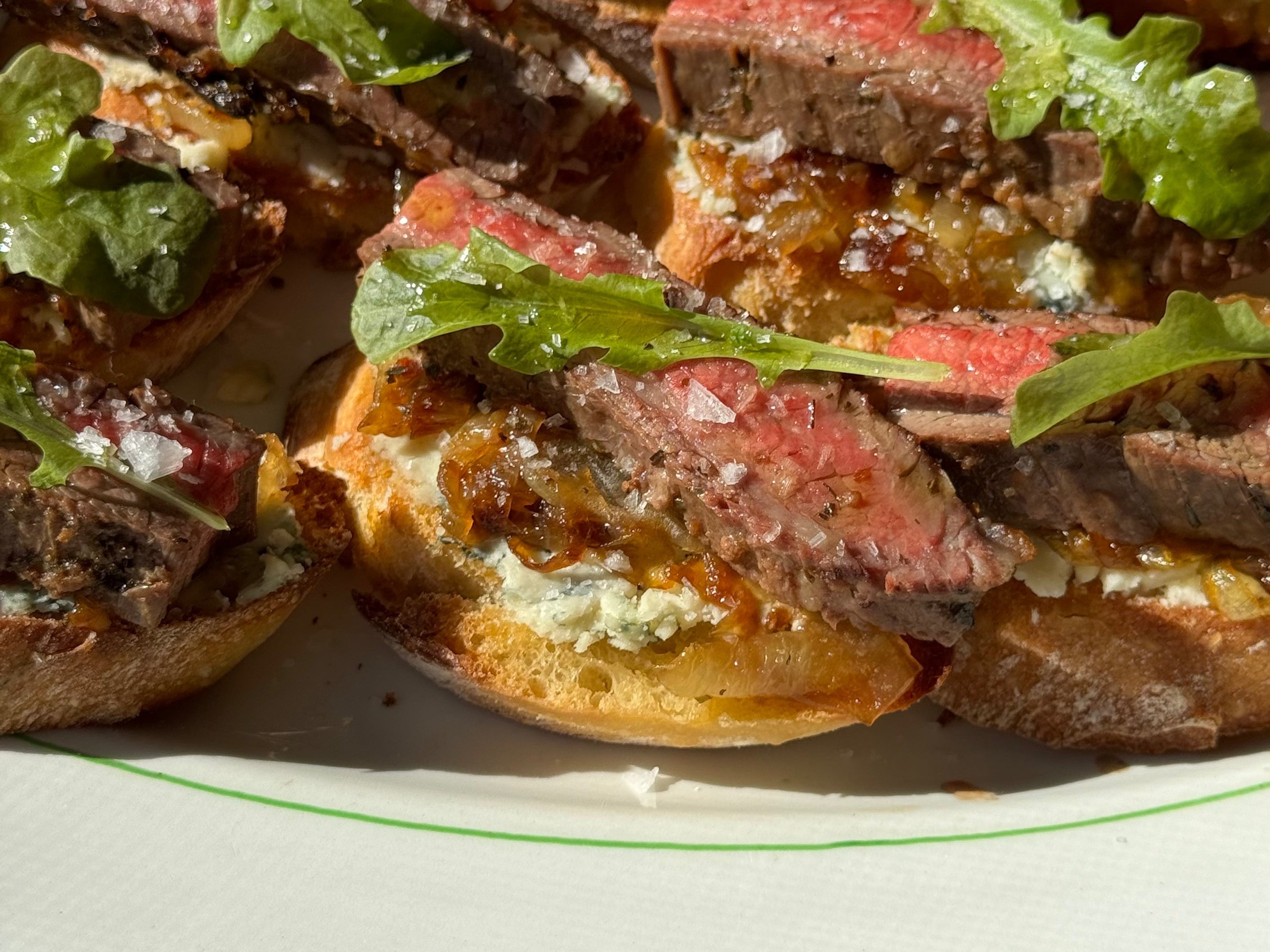 Steak, Blue Cheese & Caramelized Onion Crostini