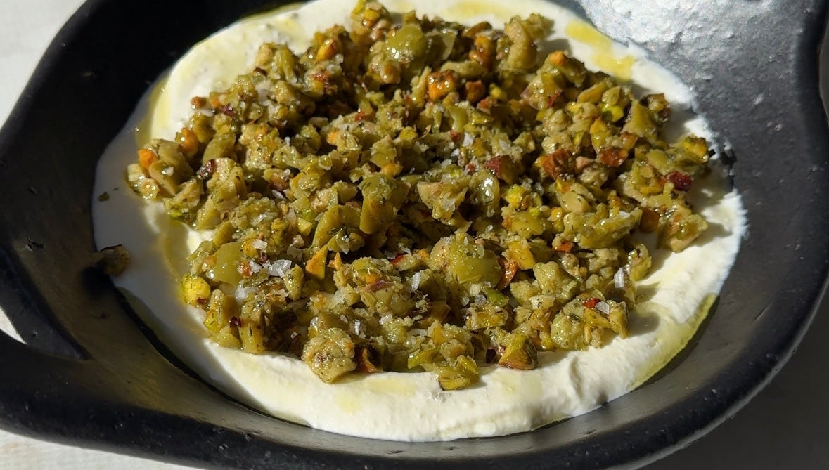 Whipped Feta Dip w/ Olives & Pistachios