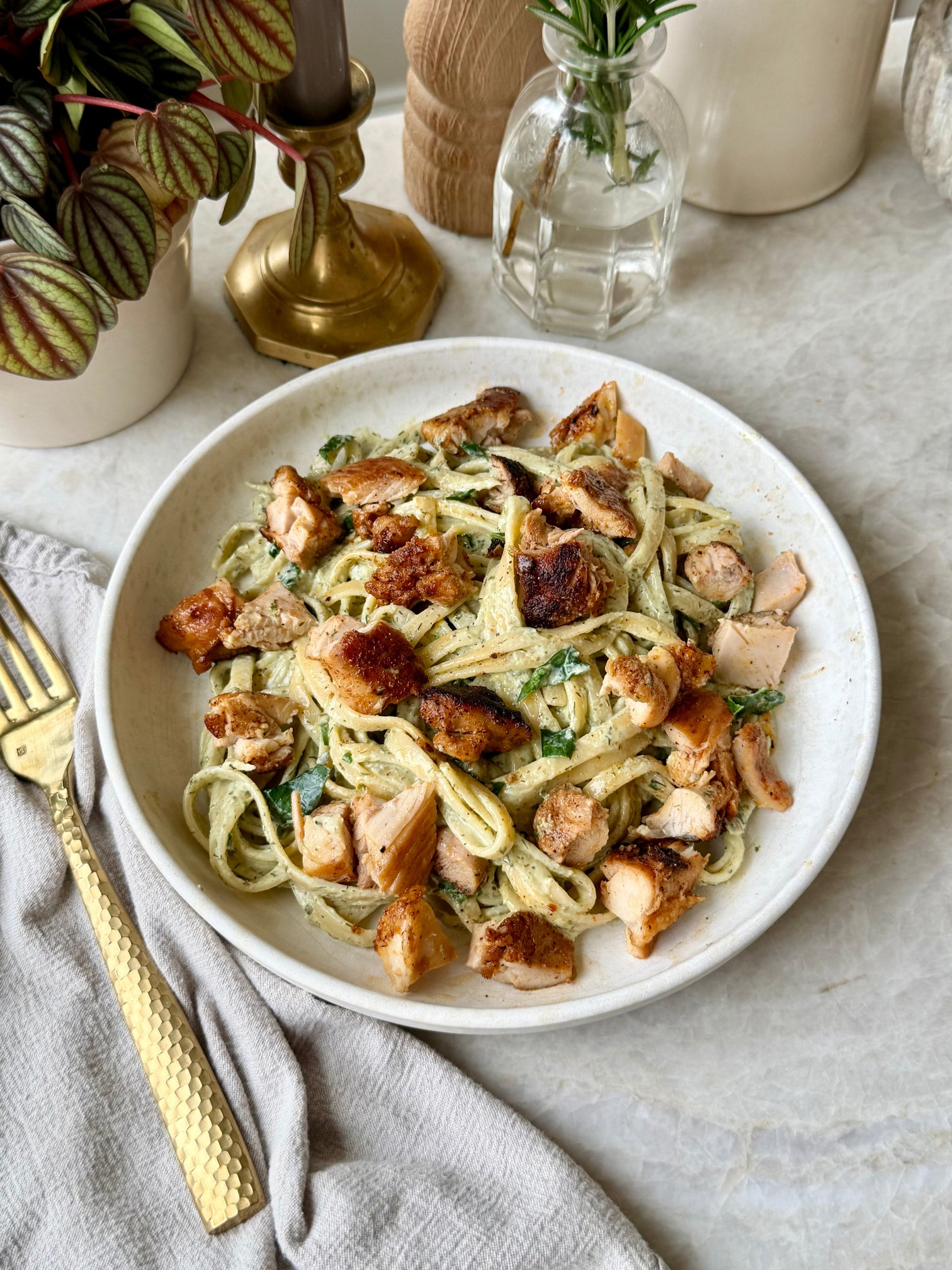 Image showcasing Creamy Ranch Pasta with Cajun Spiced Chicken Thighs – Harmony