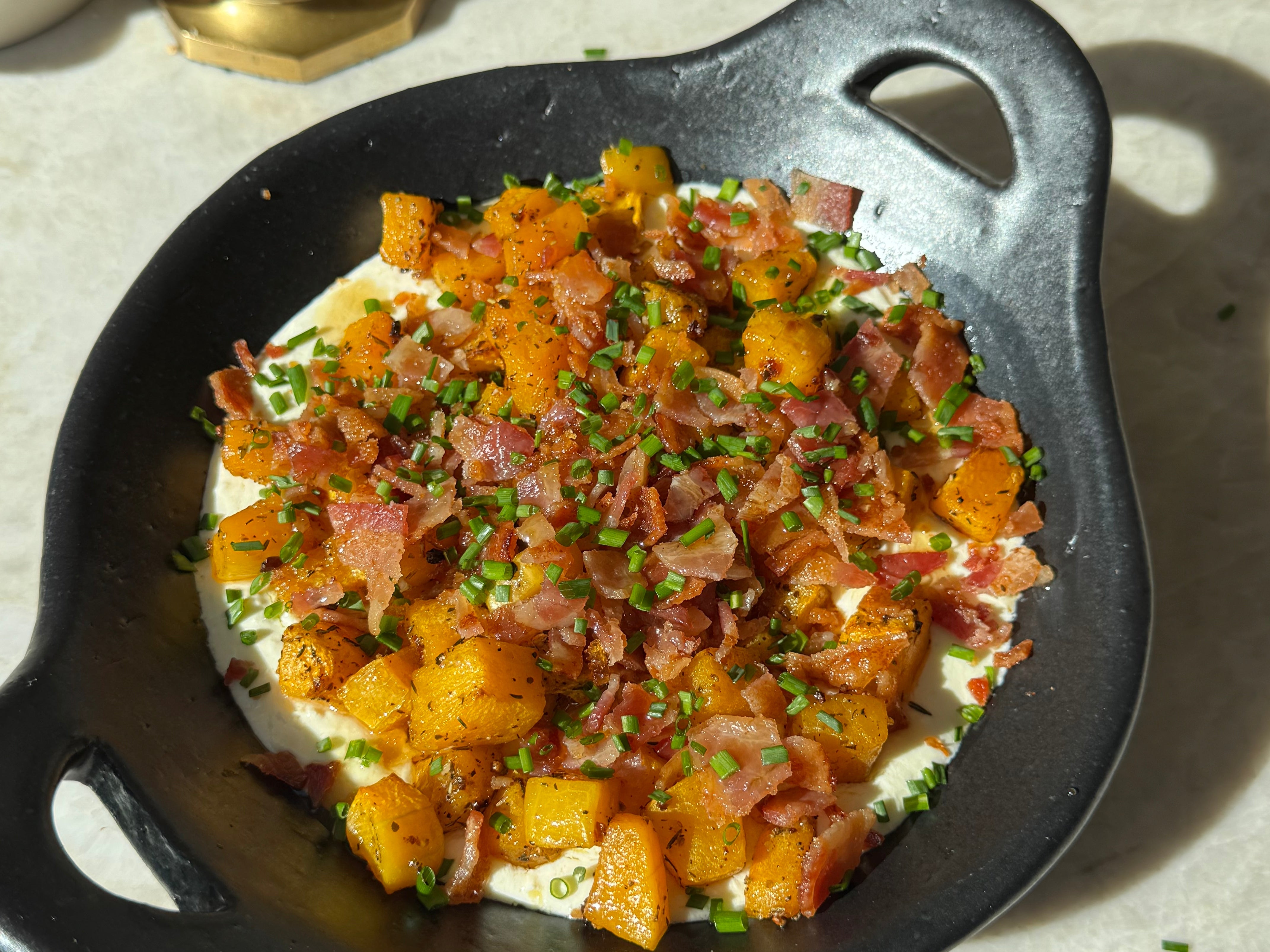 Whipped Feta Dip with Butternut Squash, Bacon & Hot Honey