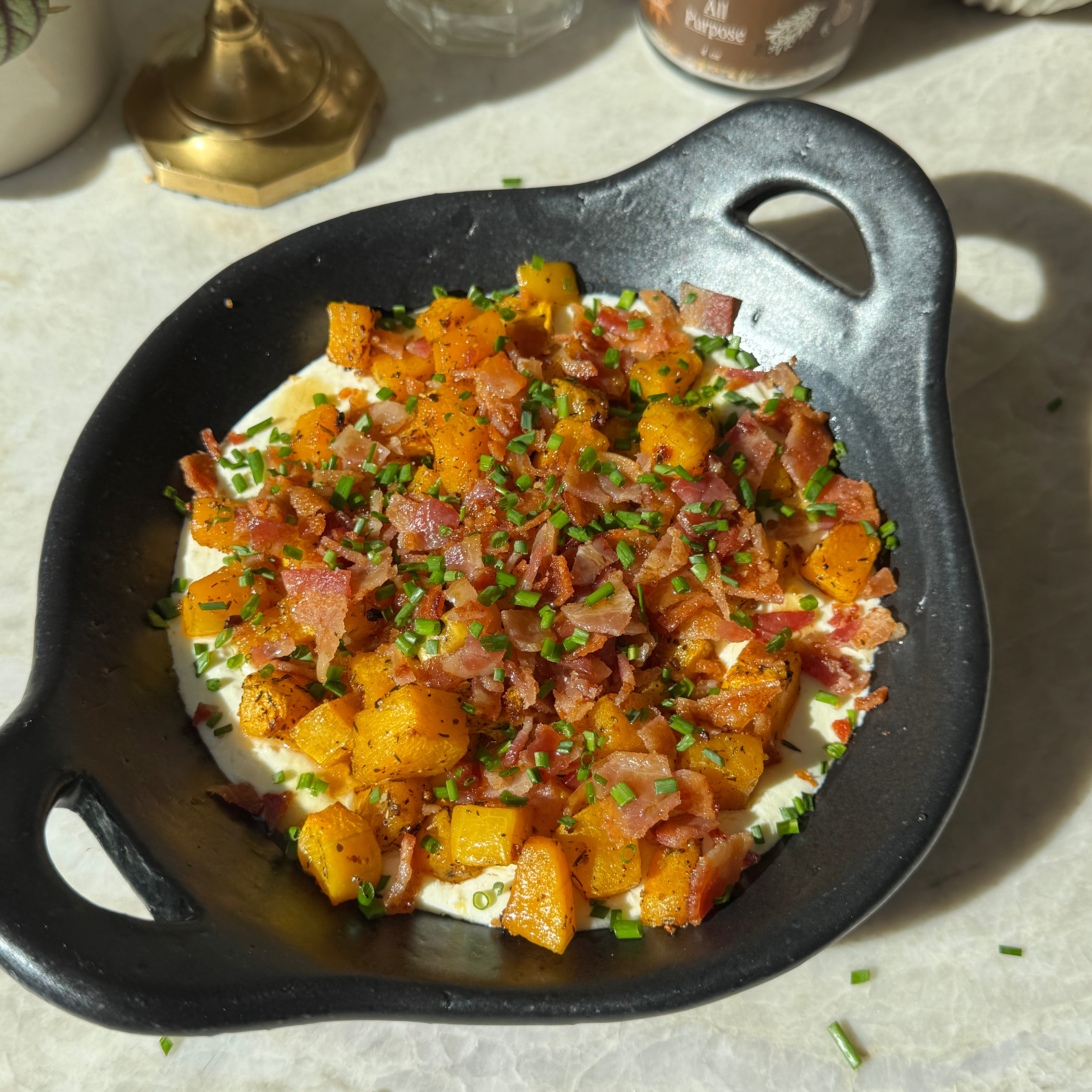 Whipped Feta Dip with Butternut Squash, Bacon & Hot Honey