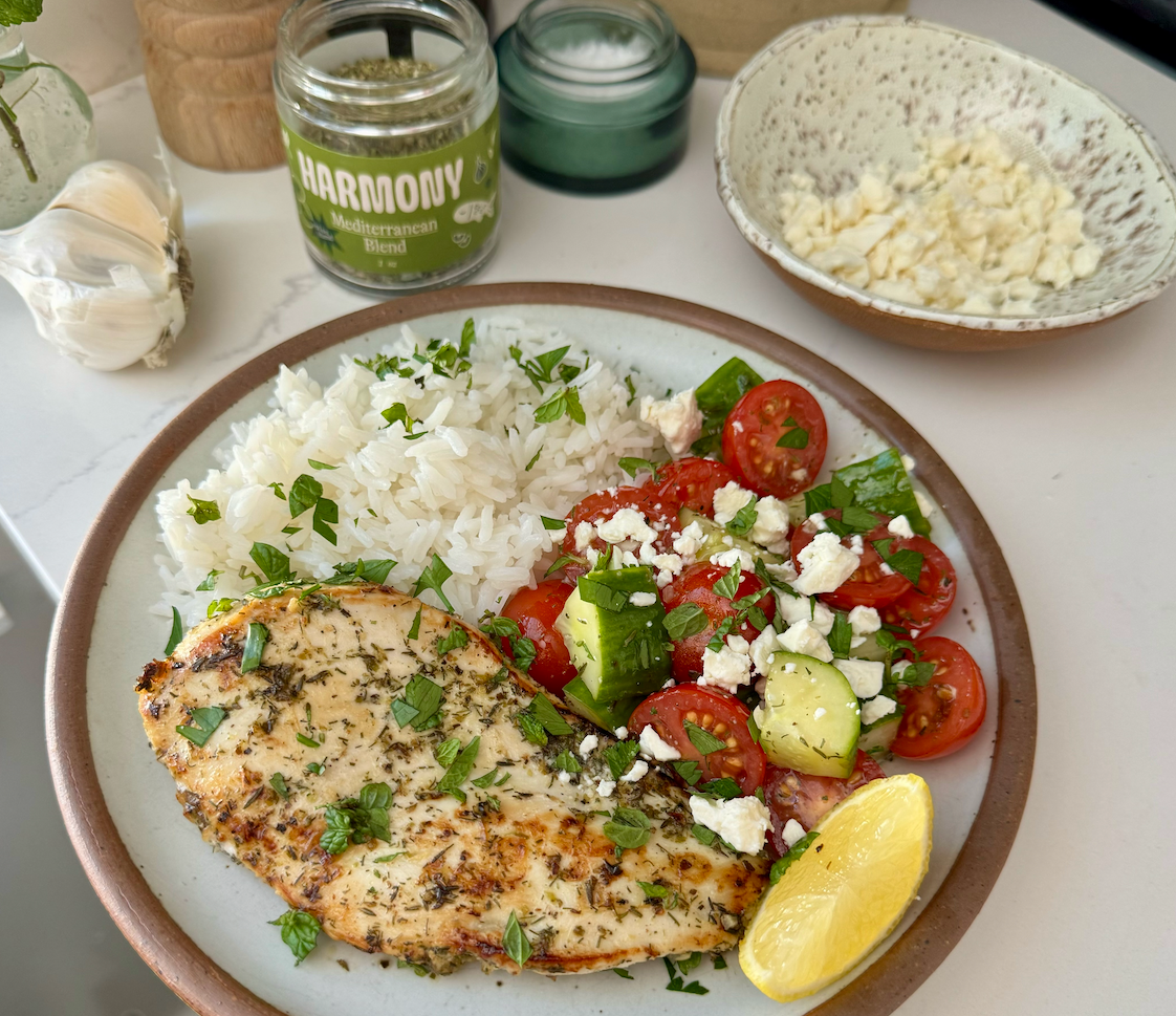 Mediterranean Seared Chicken with Chopped Greek Salad
