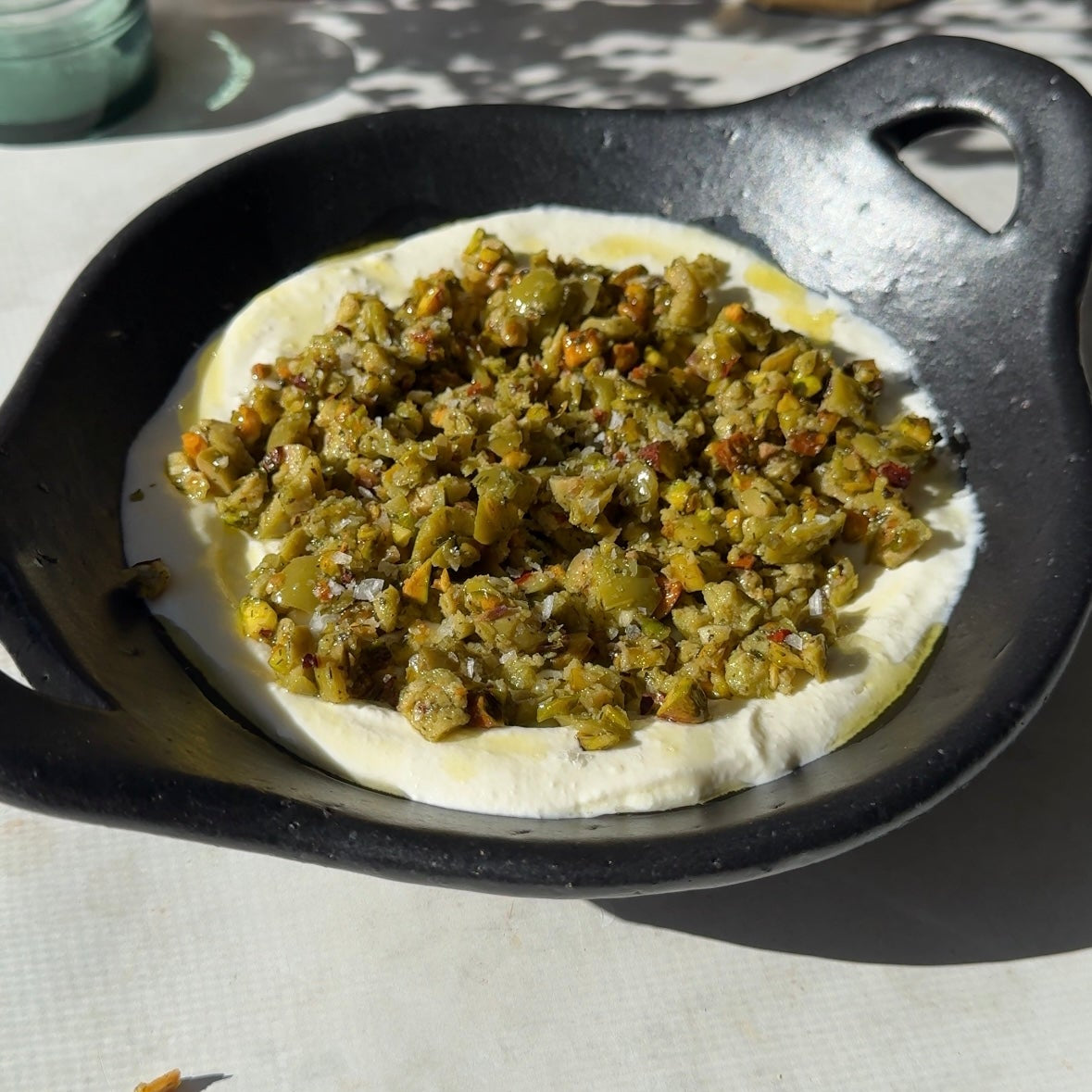 Whipped Feta Dip w/ Olives & Pistachios